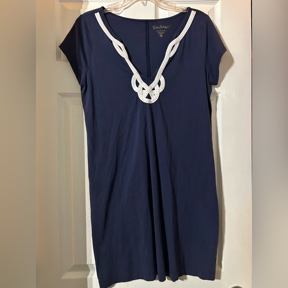 Lilly Pulitzer Other - Lilly Pulitzer Navy Rope-Trim V-Neck Nightgown Dress VGUC Nautical Large